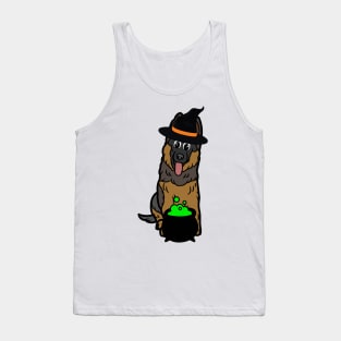 Funny Guard Dog is wearing a witch costume Tank Top